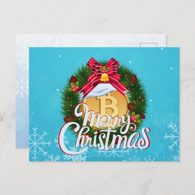 Carte Postale Bitcoin de Noël à l'intérieur de la couronne de No (Devant / Derrière)