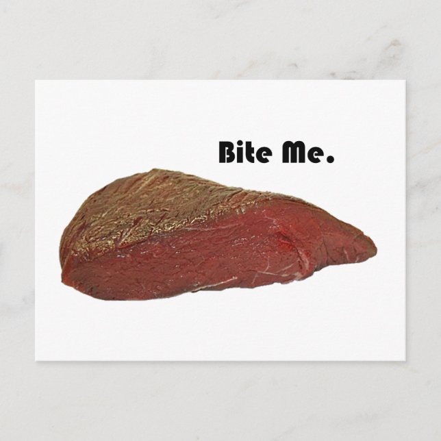 Carte Postale Bite Me Funny Steak Beef Pun Joke (Devant)