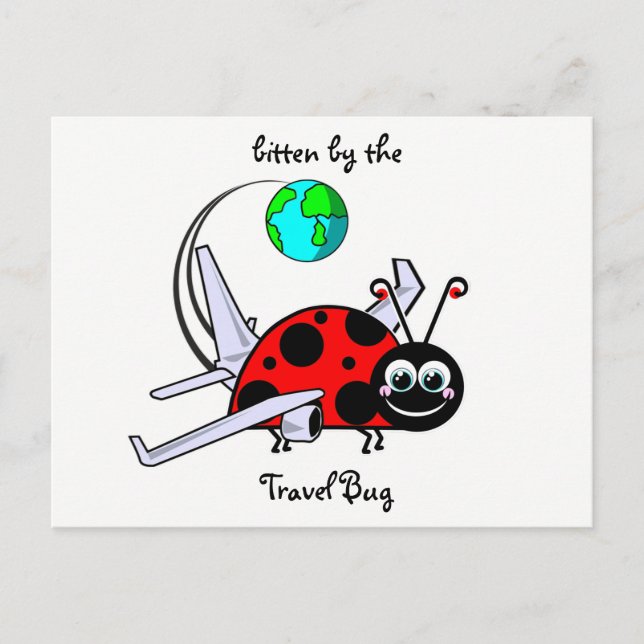 Carte Postale Bitten Par Le Bug De Voyage - Ladybug Avion (Devant)