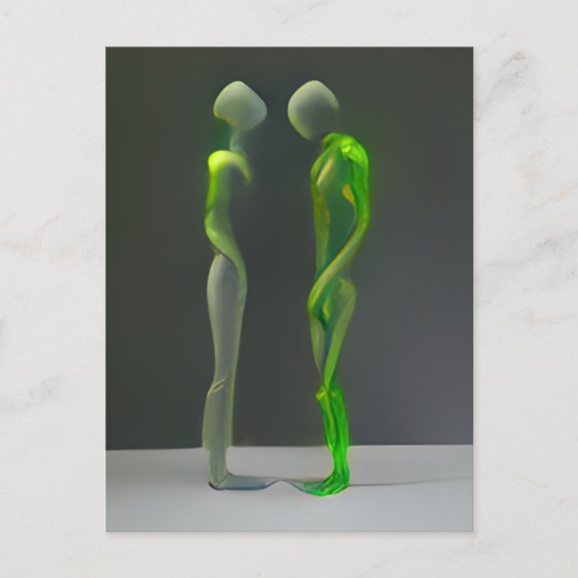 Carte Postale Bizarre Mystérieux Gens Verts (Devant)