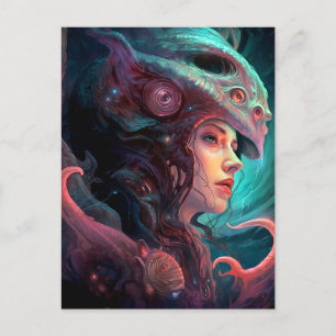 Carte Postale Bizarre surréaliste Alien Art femme