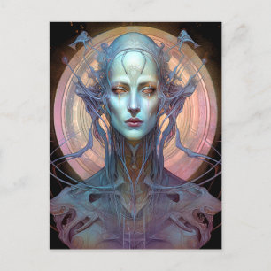 Carte Postale Bizarre surréaliste Alien Art femme
