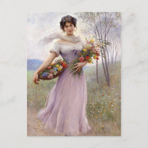 Carte Postale Blaas : Fille à Lilac avec fleurs