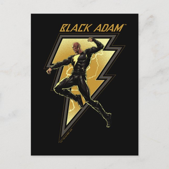 Carte Postale Black Adam Lightning Bolt Illustration du caractèr (Devant)
