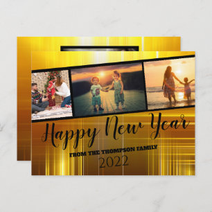 Carte Postale Black and Gold Happy New Year Photo Collage