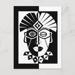 Carte Postale Black and white african mask