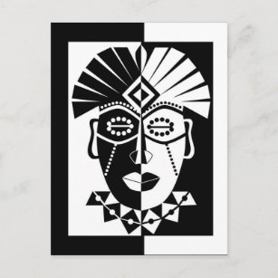 Carte Postale Black and white african mask