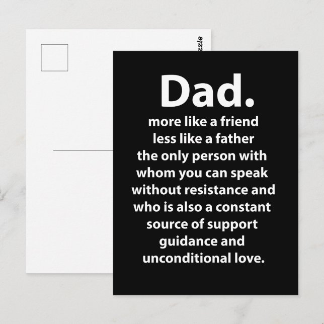 Carte Postale Black and White Dad Daddy Quote  (Devant / Derrière)