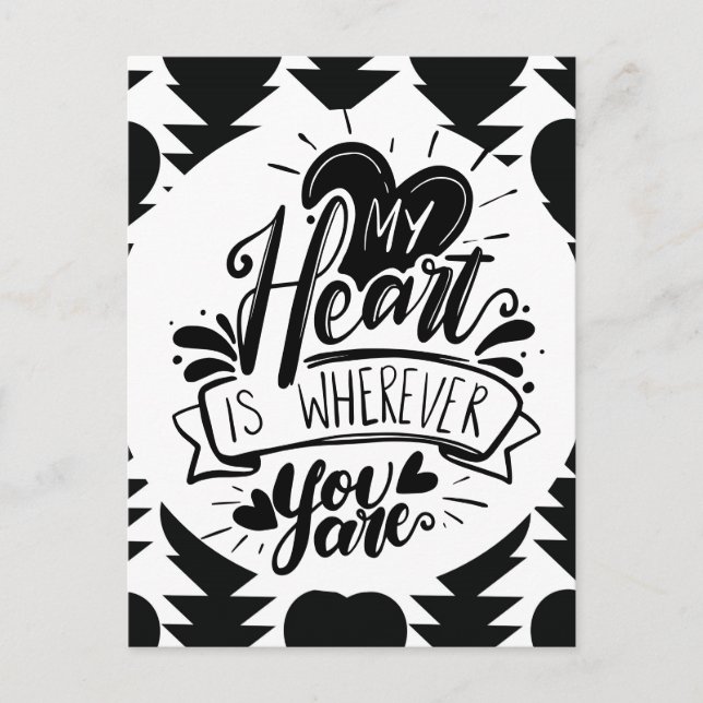 Carte Postale Black and White Hearts Quote Valentines Day    (Devant)