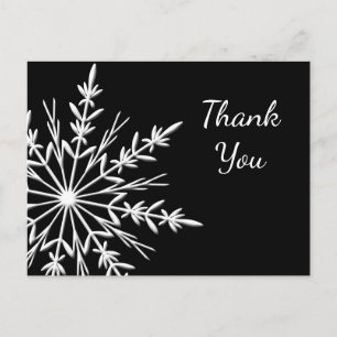Carte Postale Black and White Snowflake Winter Thank You