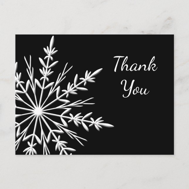 Carte Postale Black and White Snowflake Winter Thank You (Devant)