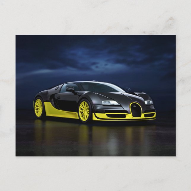 Carte Postale Black and Yellow Sports Car Postcard