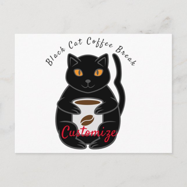 Carte Postale Black Cat Coffee Break Thunder_Cove (Devant)