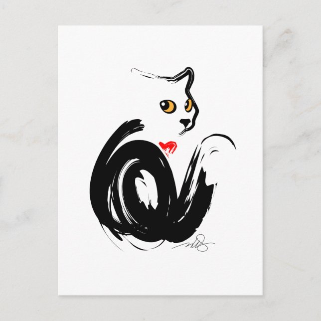Carte Postale Black Cat Love (Devant)