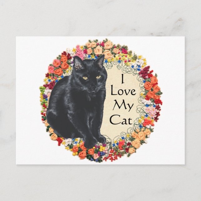 Carte Postale Black Cat Love (Devant)