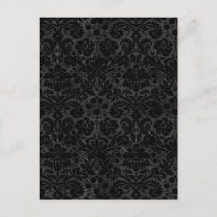 Carte Postale Black Charcoal Damask