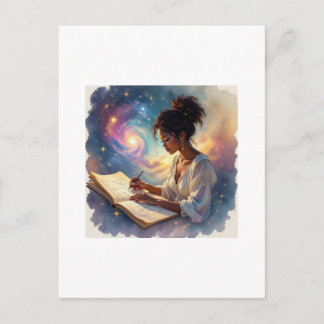 Carte Postale Black Female Writing in a Journal