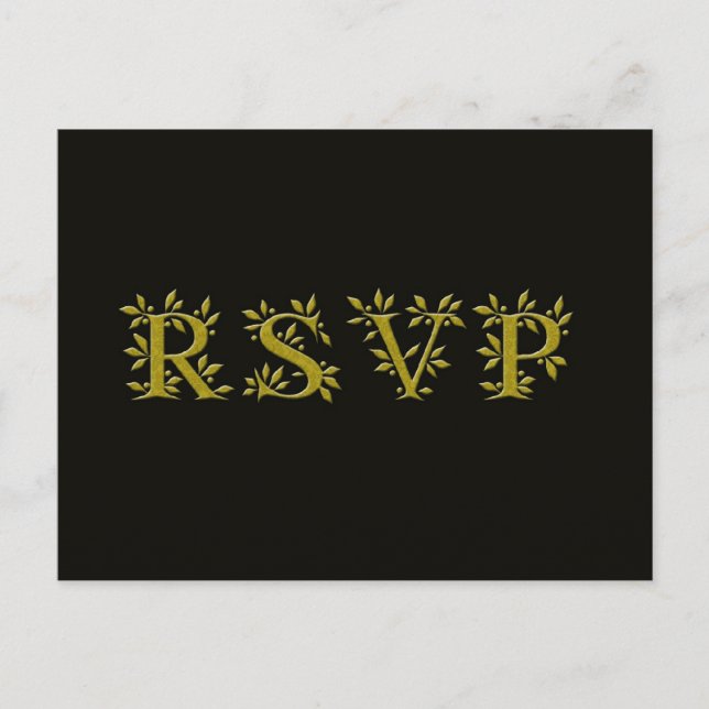 carte postale BLACK GOLD RSVP feuille d'or (Devant)