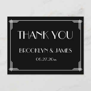 Carte Postale Black Great Gatsby Art Déco Mariage Merci
