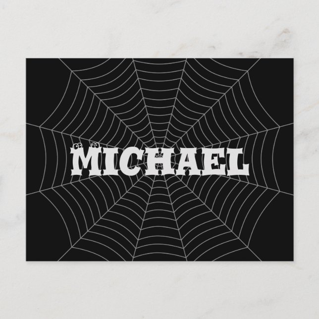 Carte Postale Black grey spider web Halloween motif Votre nom (Devant)