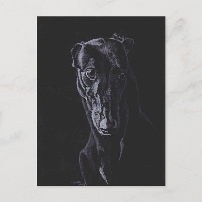 Carte postale Black Greyhound Dog Art (Devant)