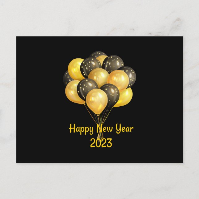 Carte postale Black Happy New Year 2023 (Devant)
