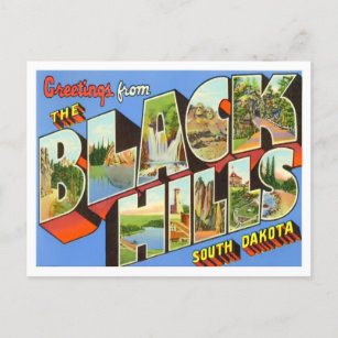 Carte Postale Black Hills, Dakota du Sud Vintage Big Letters