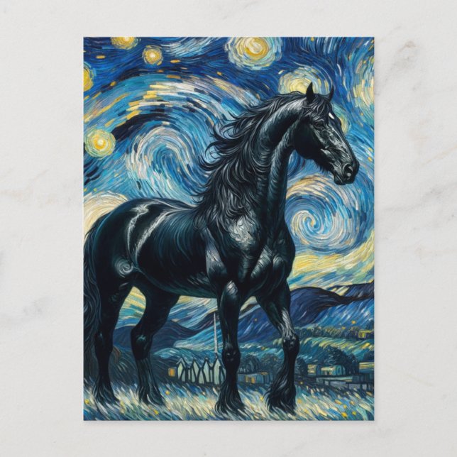 Carte Postale Black Horse Van Gogh (Devant)