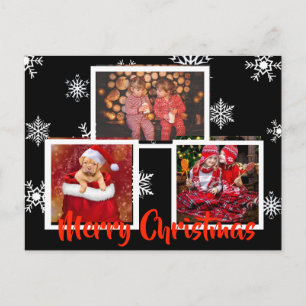 Carte Postale Black Joyeux Noël Flocon de neige photo personnali