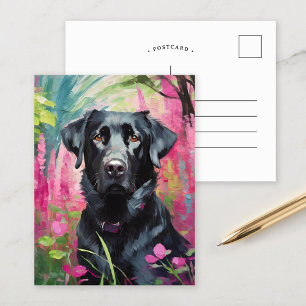 Carte Postale Black Lab Portrait Art Moderne