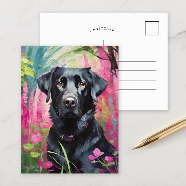 Carte Postale Black Lab Portrait Art Moderne (Créateur téléchargé)