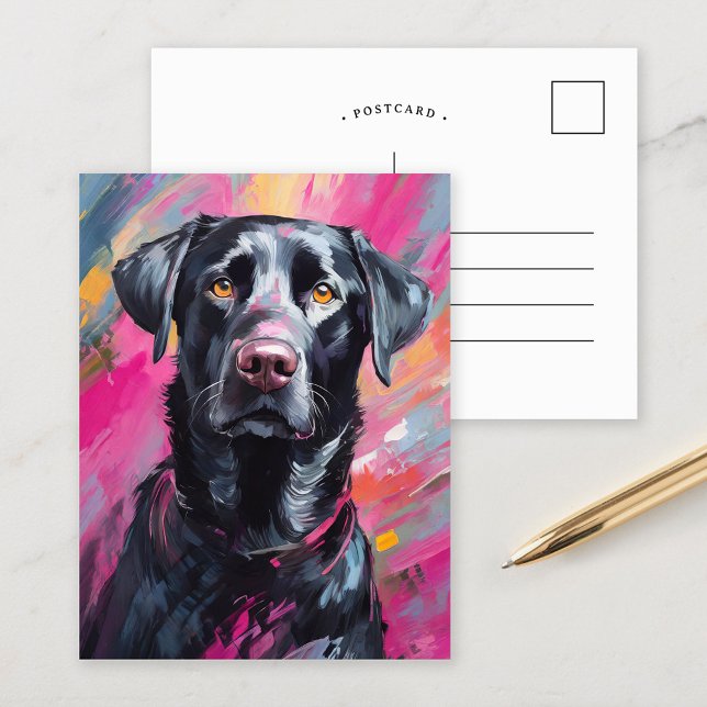 Carte Postale Black Lab Portrait Art Moderne (Créateur téléchargé)