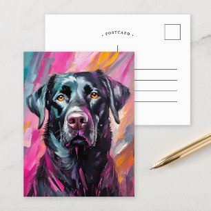 Carte Postale Black Lab Portrait Art Moderne