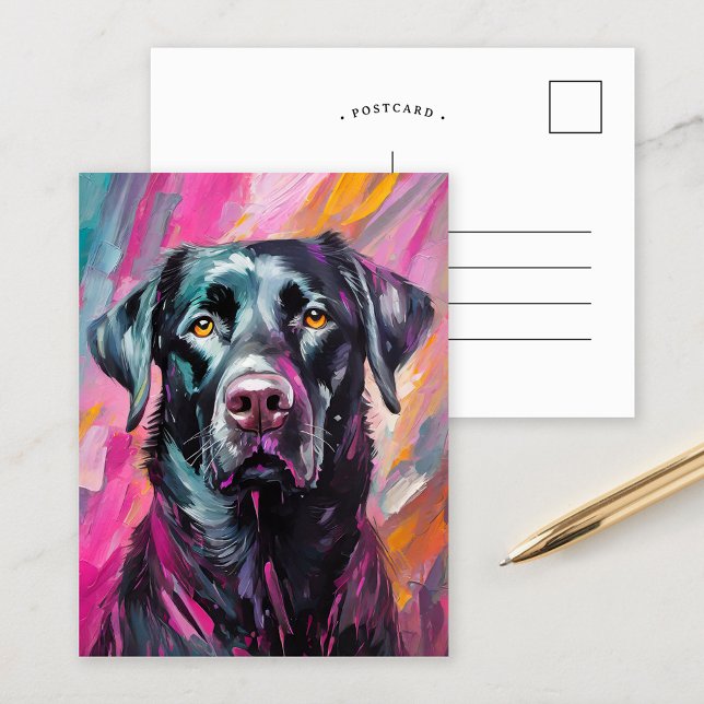 Carte Postale Black Lab Portrait Art Moderne (Créateur téléchargé)