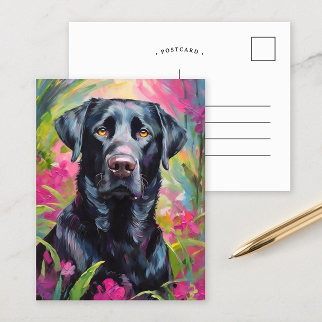 Carte Postale Black Lab Portrait Art Moderne (Créateur téléchargé)