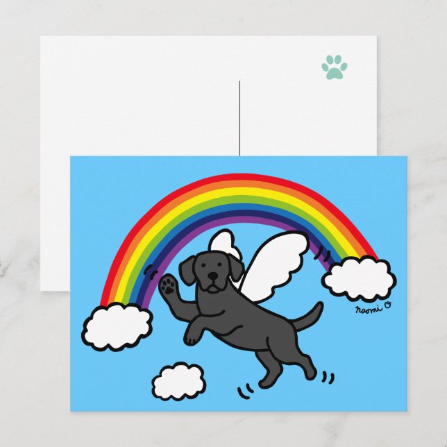 Carte Postale Black Labrador Guardian Angel (Rainbow Bridge) (Devant / Derrière)