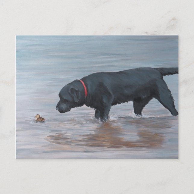 Carte postale Black Labrador Retriever Dog Art (Devant)