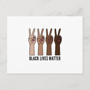 Carte Postale Black lives matter, female hands with a peace sign