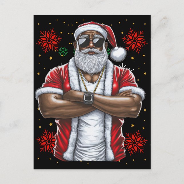 Carte Postale Black Man Melanin Noël Noël Noël Noël Claus vilain (Devant)