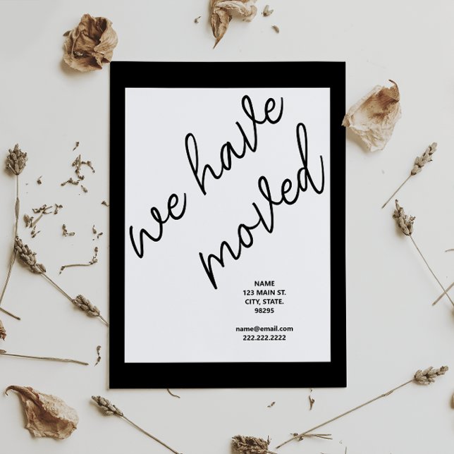 Carte Postale Black Modern Script Moving Faire-part Adresse (Créateur téléchargé)