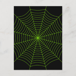 Carte Postale Black neon vert toile d'araignée Halloween motif