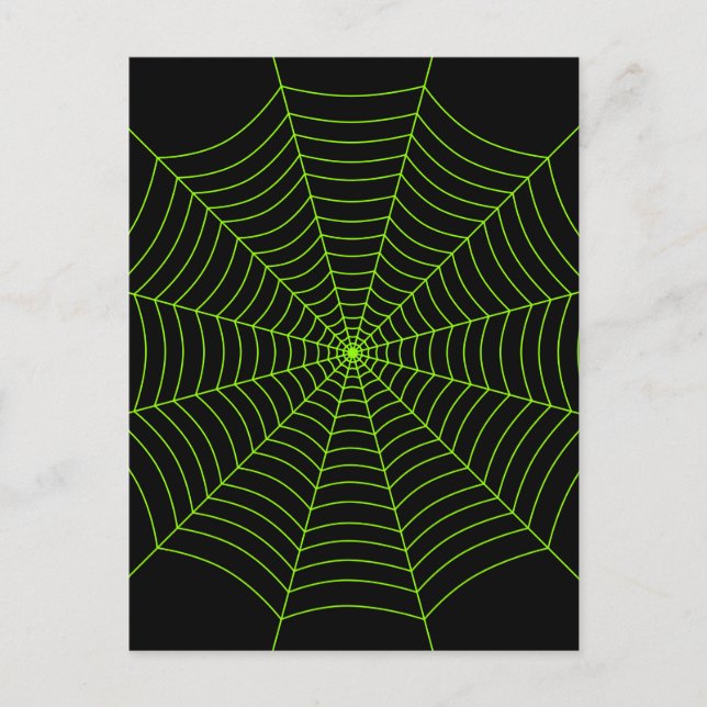Carte Postale Black neon vert toile d'araignée Halloween motif (Devant)