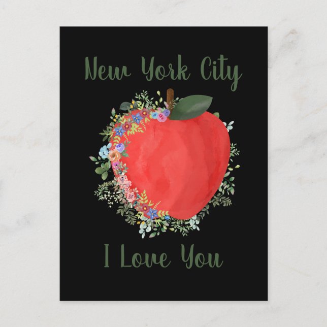 Carte Postale Black New York City Je T'AIME Grosse Pomme (Devant)