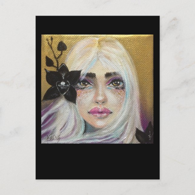 Carte Postale Black Orchid Girl, Art original (Devant)