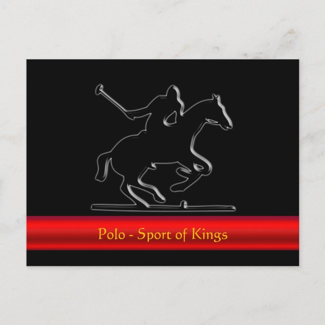 Carte Postale Black Polo Pony et Rider, rouge chromé bande (Devant)
