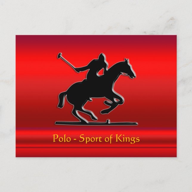 Carte Postale Black Polo Pony et Rider sur chrome rouge (Devant)