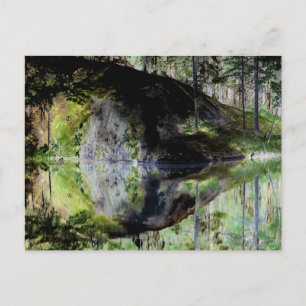 Carte Postale "Black Pond" Adirondack Lake and Rock Landscape