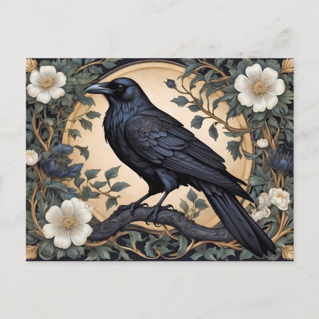 Carte Postale Black Raven William Morris inspiré (Devant)