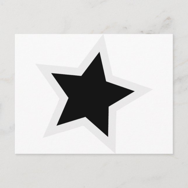 Carte Postale Black Star Bold White Outline (Devant)