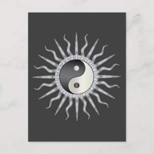 Carte Postale Black Starburst Yin Yang